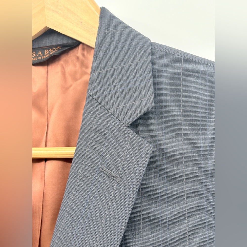 Jos A Bank Sport‎ Coat Blazer Mens 39 R Slim Fit Gray Check Houndstooth Wool